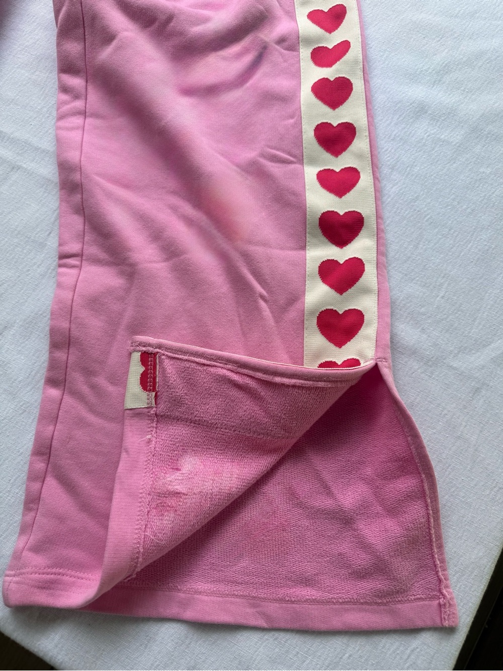 Size XS NEW Joy Lab Pink Heart-Trim Ladies Sweatpants - Picture 3 of 9